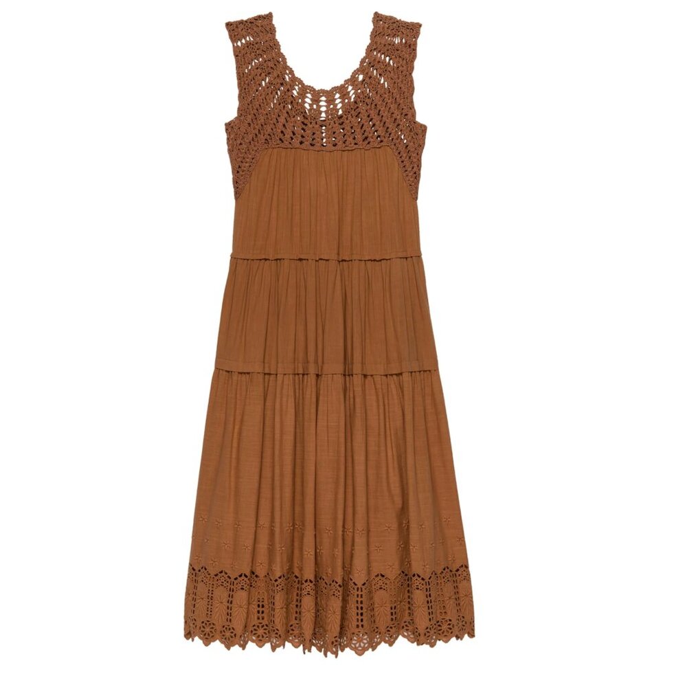The Great Cotton Crochet Soleil Dress in Auburn Orange - Picture 2 of 2